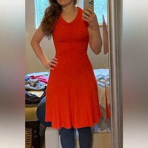 Vintage orange Jackie 1960’s knee length dress sleeveless buttons collar XS 0
